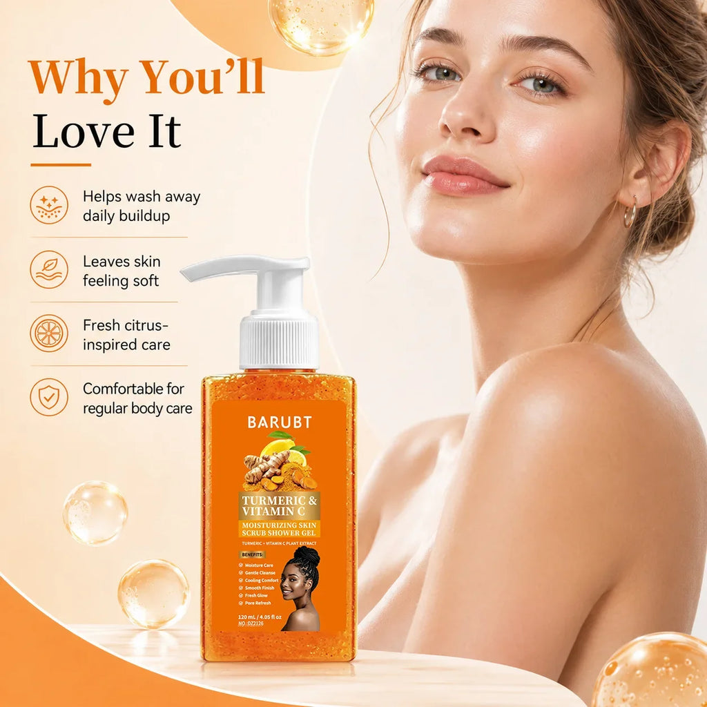Turmeric Vitamin C Brightening Body Wash – Exfoliating Shower Gel