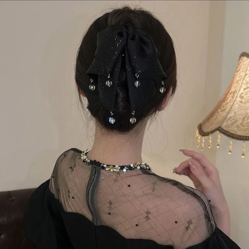 Rhinestone Bow Hair Claw Clip – Lace Shark Clip for Women