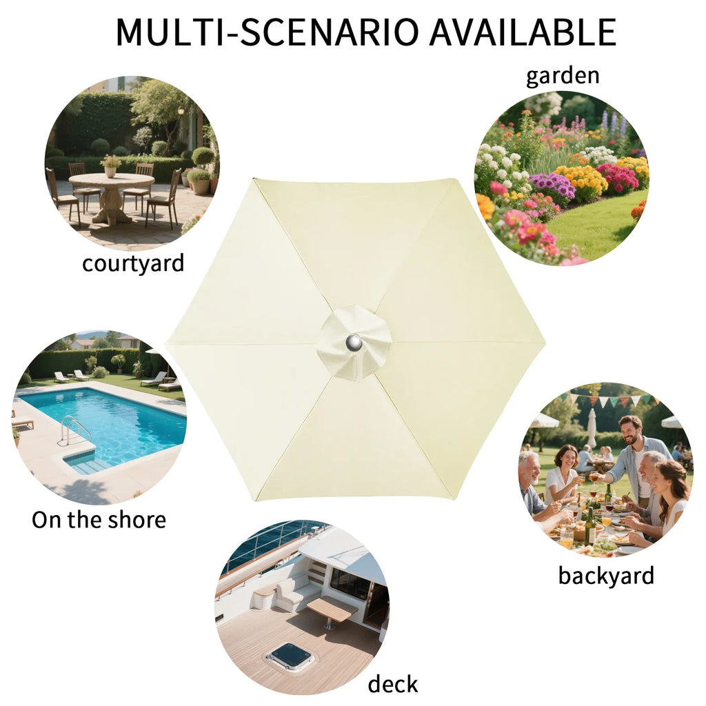 Waterproof Patio Umbrella Replacement Canopy 6 & 8 Rib