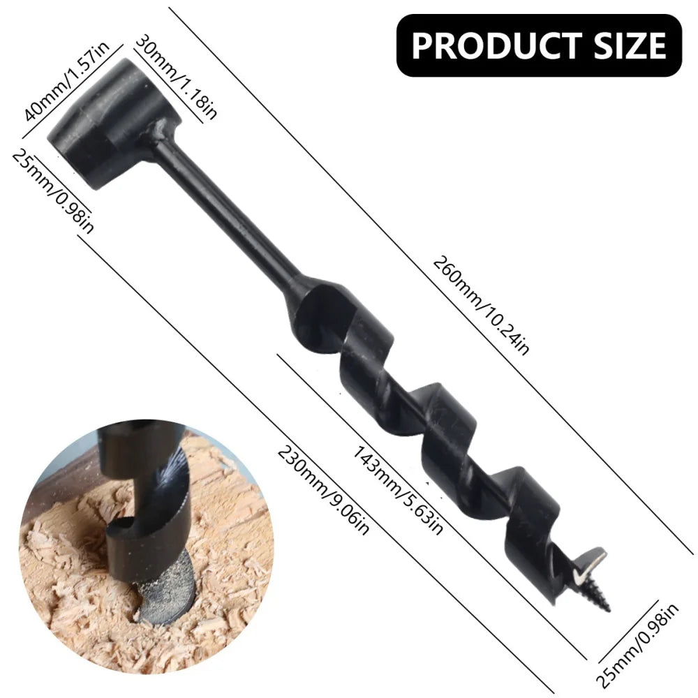 SLADE Manual Auger Drill – Carbon Steel Bushcraft Wood Tool