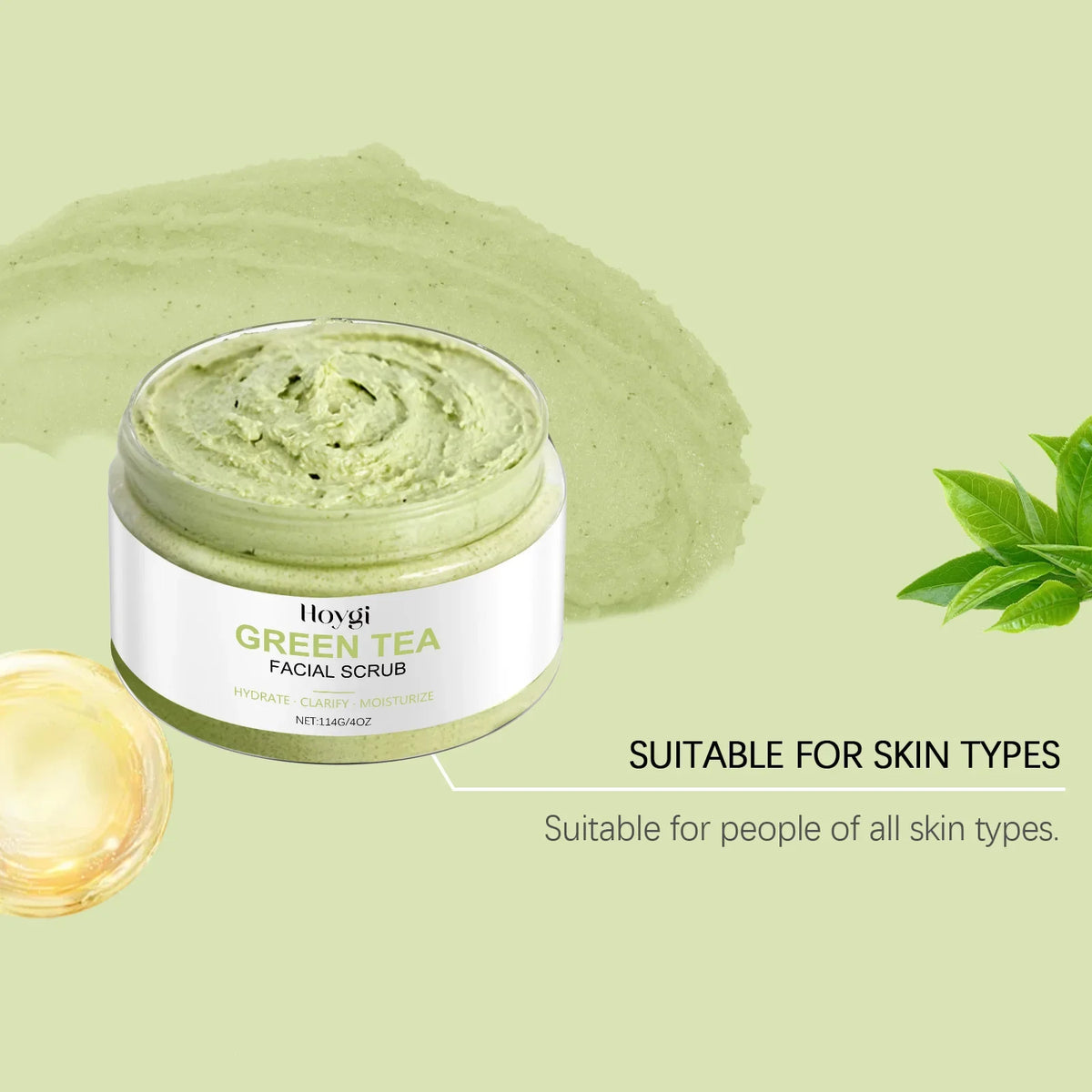 Hoygi Green Tea Facial Scrub – Pore Cleansing & Hydrating