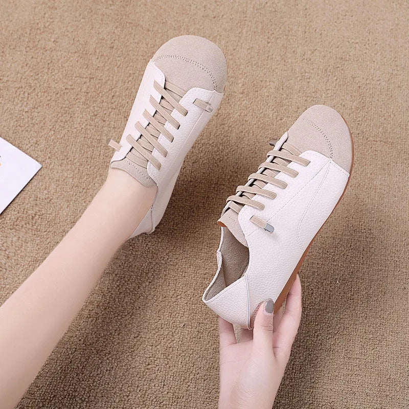 Women's Harajuku Flat Loafers – Wide Toe Lace-Up Slip-On Mules