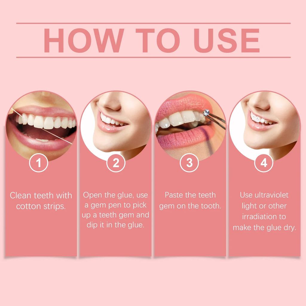 DIY Teeth Gems Kit – 100 Dental Gems, UV Light & Adhesive