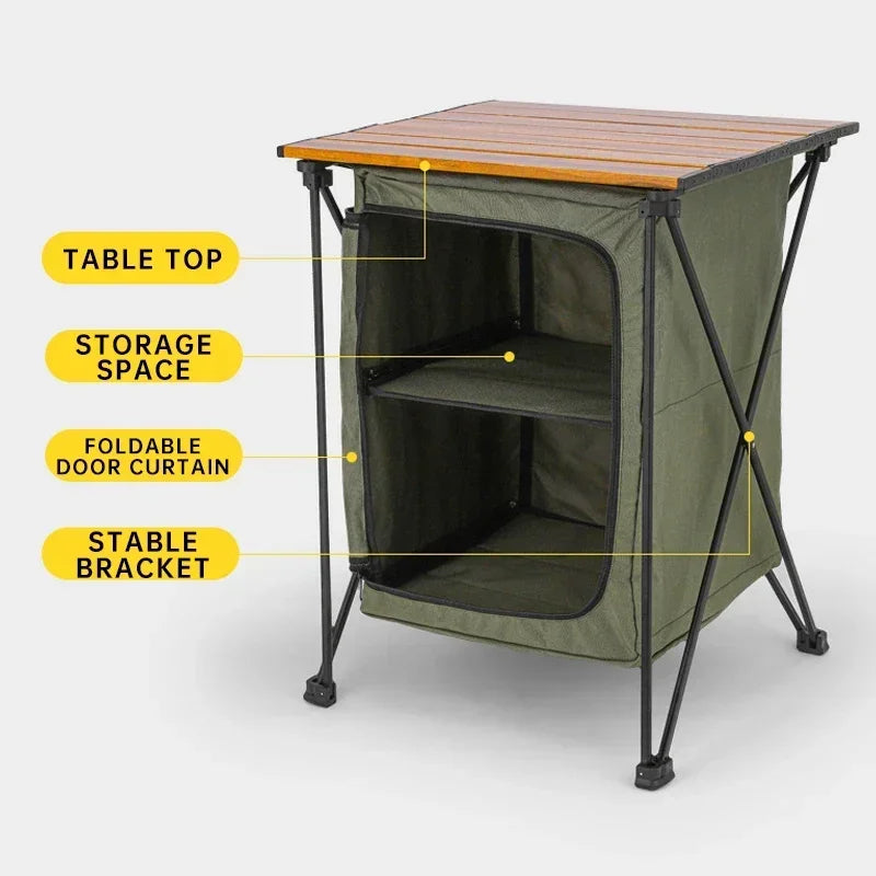 Folding Outdoor Camp Cabinet – Oxford Cloth BBQ Storage Table