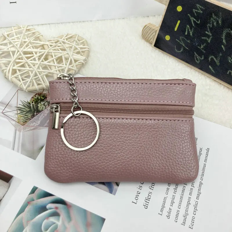 Women's PU Leather Coin Purse | Compact Zip Wallet with Loop