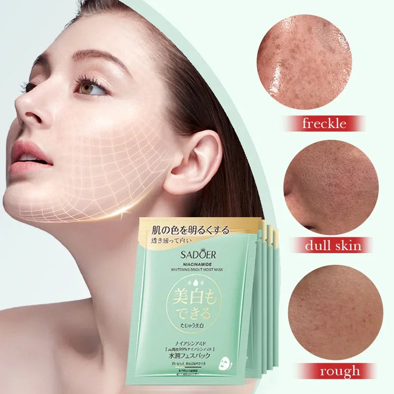 SADOER Niacinamide Brightening Hydrating Face Mask – 5 Pack