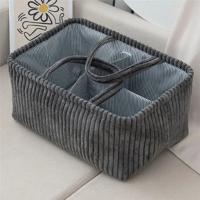 A36T-Large Capacity Diaper Bag Wet Storage Grid Fabric Basket Brown