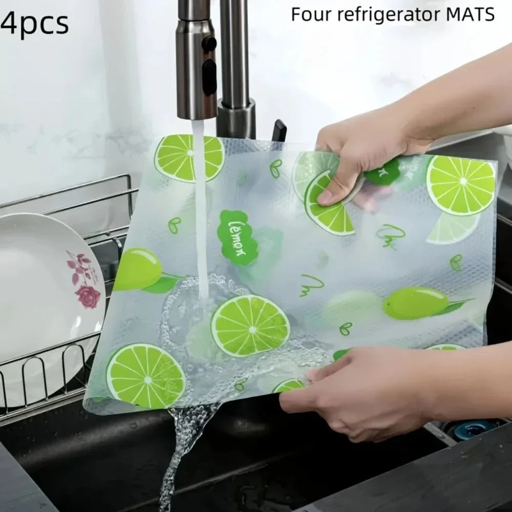 4-Pack EVA Fridge Shelf Liner Pads – Waterproof & Washable