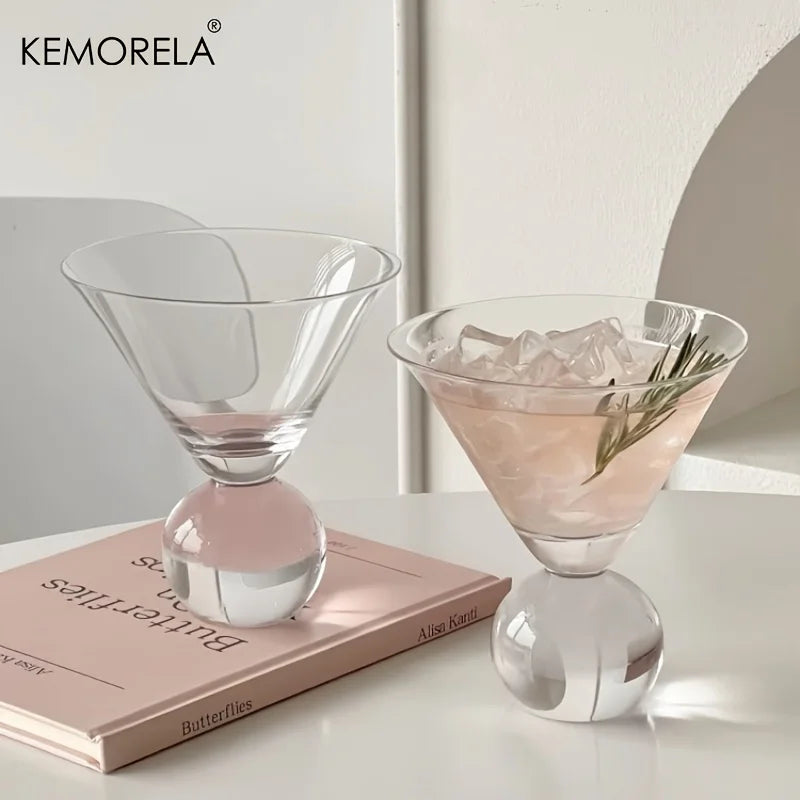 KEMORELA 260ml Beaded Martini Glass – Short Foot Cocktail Cup