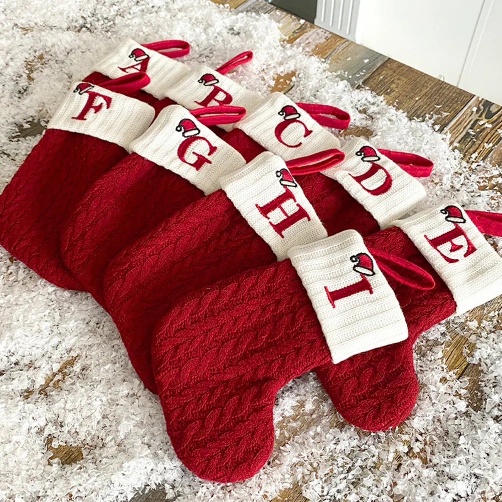 Personalized Knitted Christmas Stocking | Monogram Initial