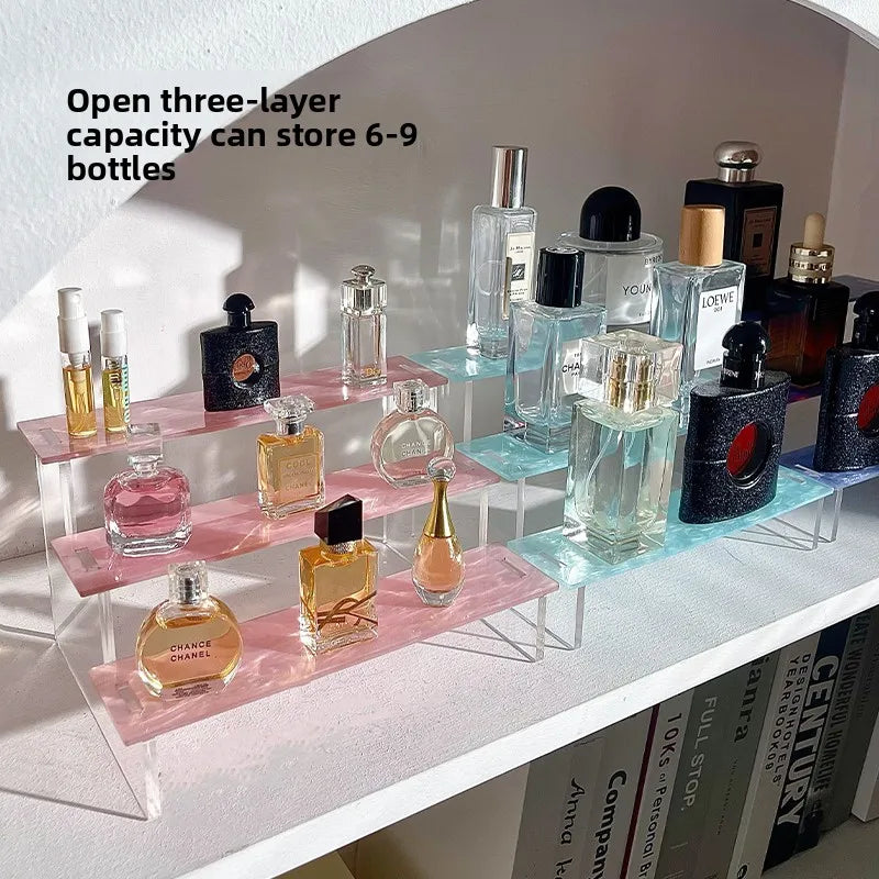 3-Tier Acrylic Ladder Desktop Shelf – Perfume & Cosmetic Display
