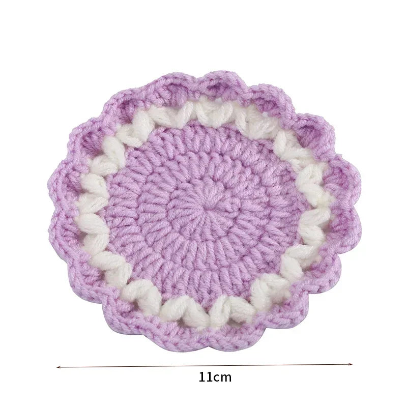 Wave Lace Coaster Simple Fashion Cute Flower Knitted Coasters