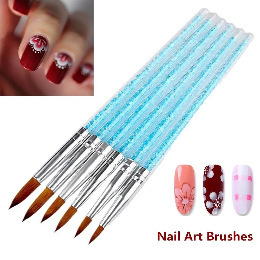 6-Piece Nail Art Brush Set – UV Gel, Acrylic & Glitter Pens