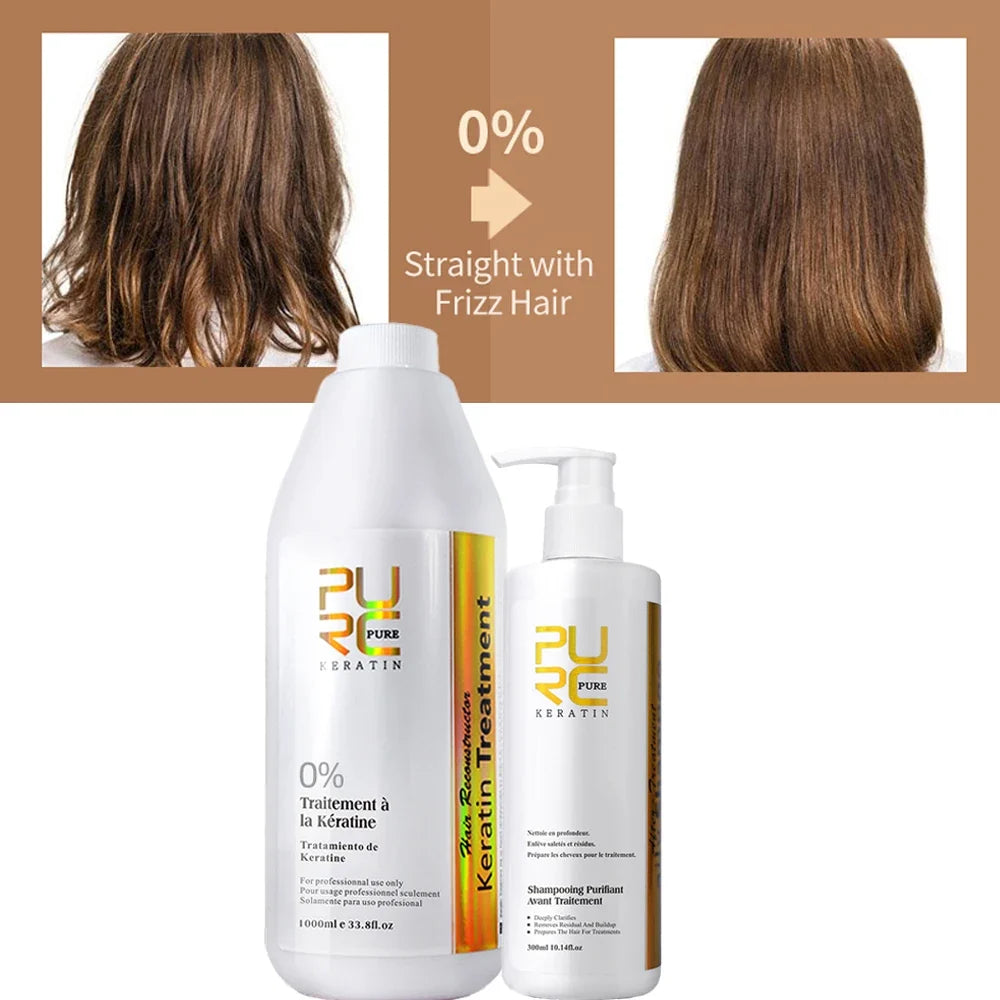 PURC Brazilian Keratin Treatment 1000ml + 300ml Shampoo Set