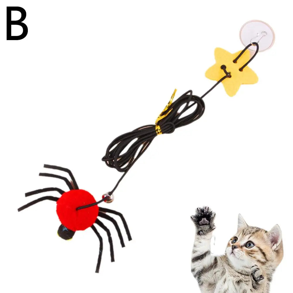 Cat Door Hanging Teaser Toy – Elastic Rope, Feather & Bell