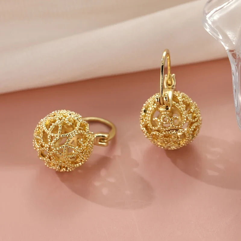 Huitan Hollow Ball Drop Earrings – Women's Trendy Jewelry