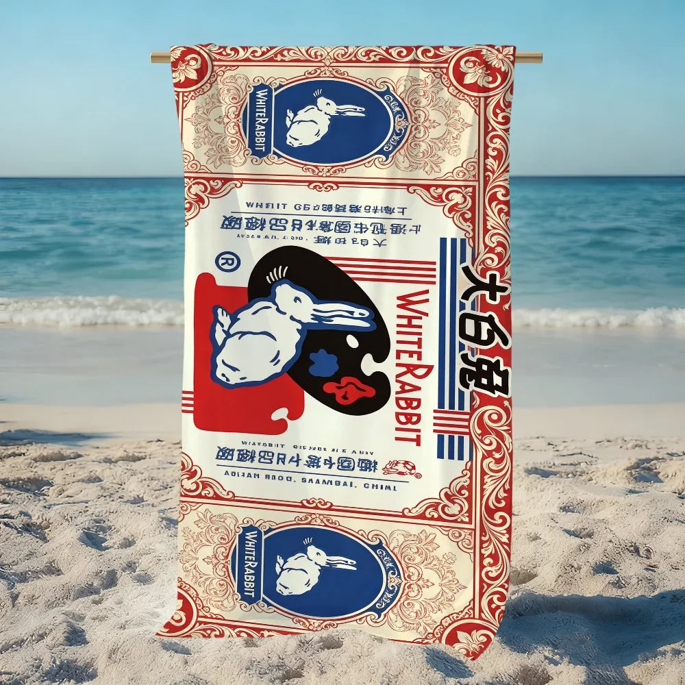 Cute Rabbit Quick-Dry Beach Towel | Soft Microfiber Pool Towel