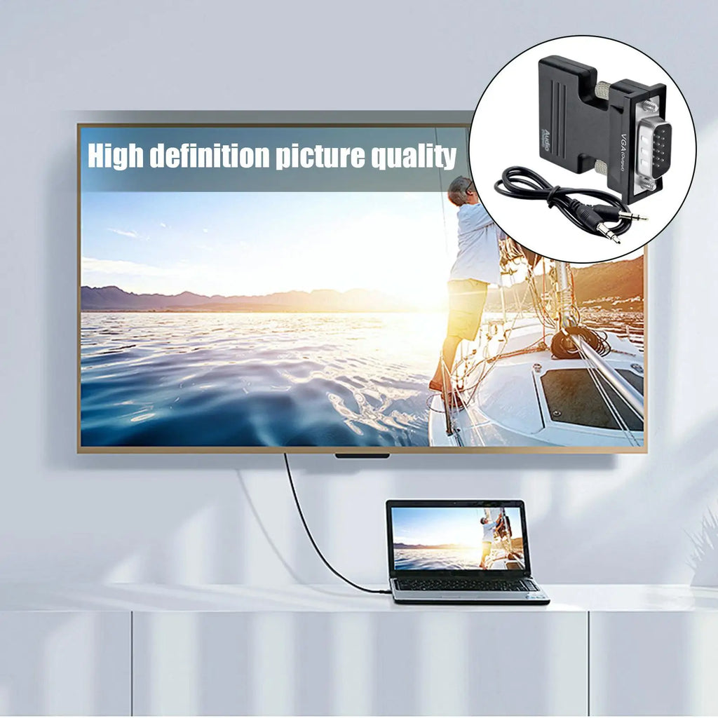 HDMI to VGA Adapter 1080P with 3.5mm Audio – Laptop & Projector