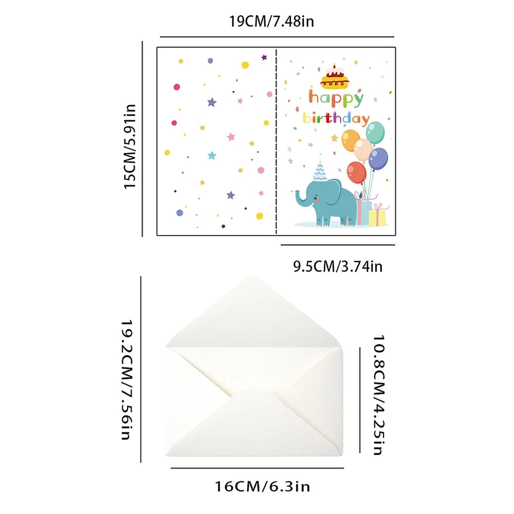 6 cards+6 Envelopes Birthday Greeting Cards English Blessings Small