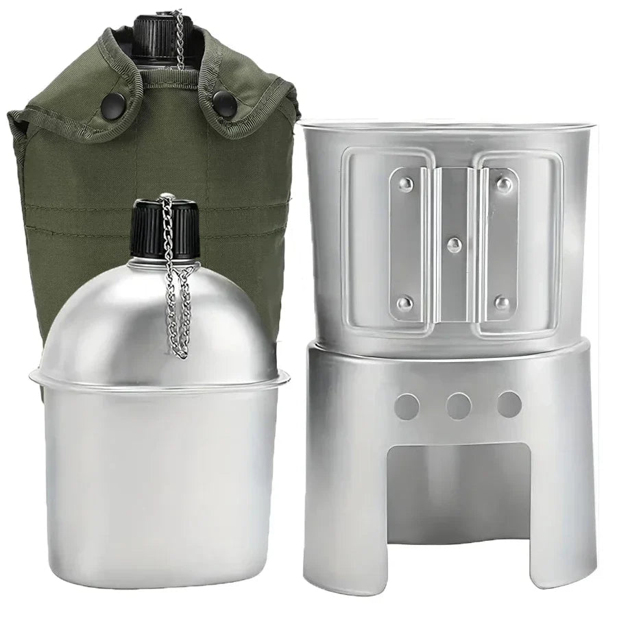 Aluminum Water Canteen with Cup & Storage Bag | 900ml