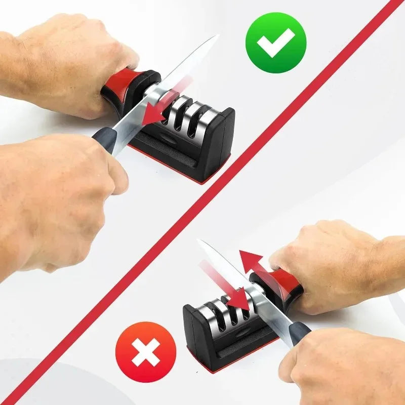 3-Slot Kitchen Knife Sharpener with Ergonomic Handle