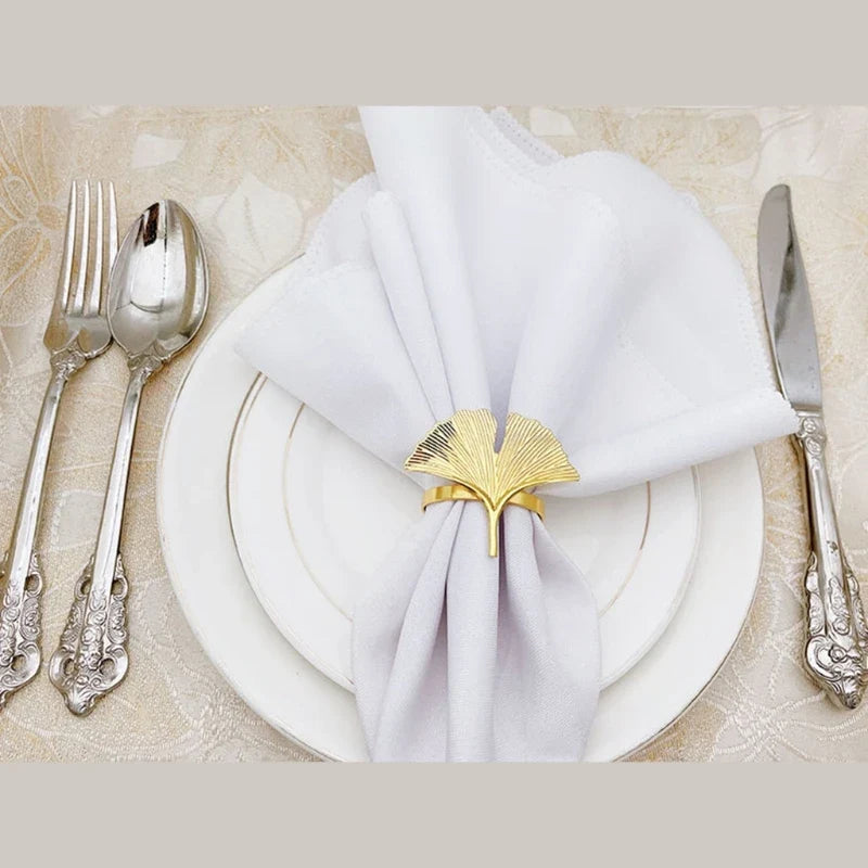 Ginkgo Leaves Napkin Ring Buckle Holders Wedding Party Thanksgiving