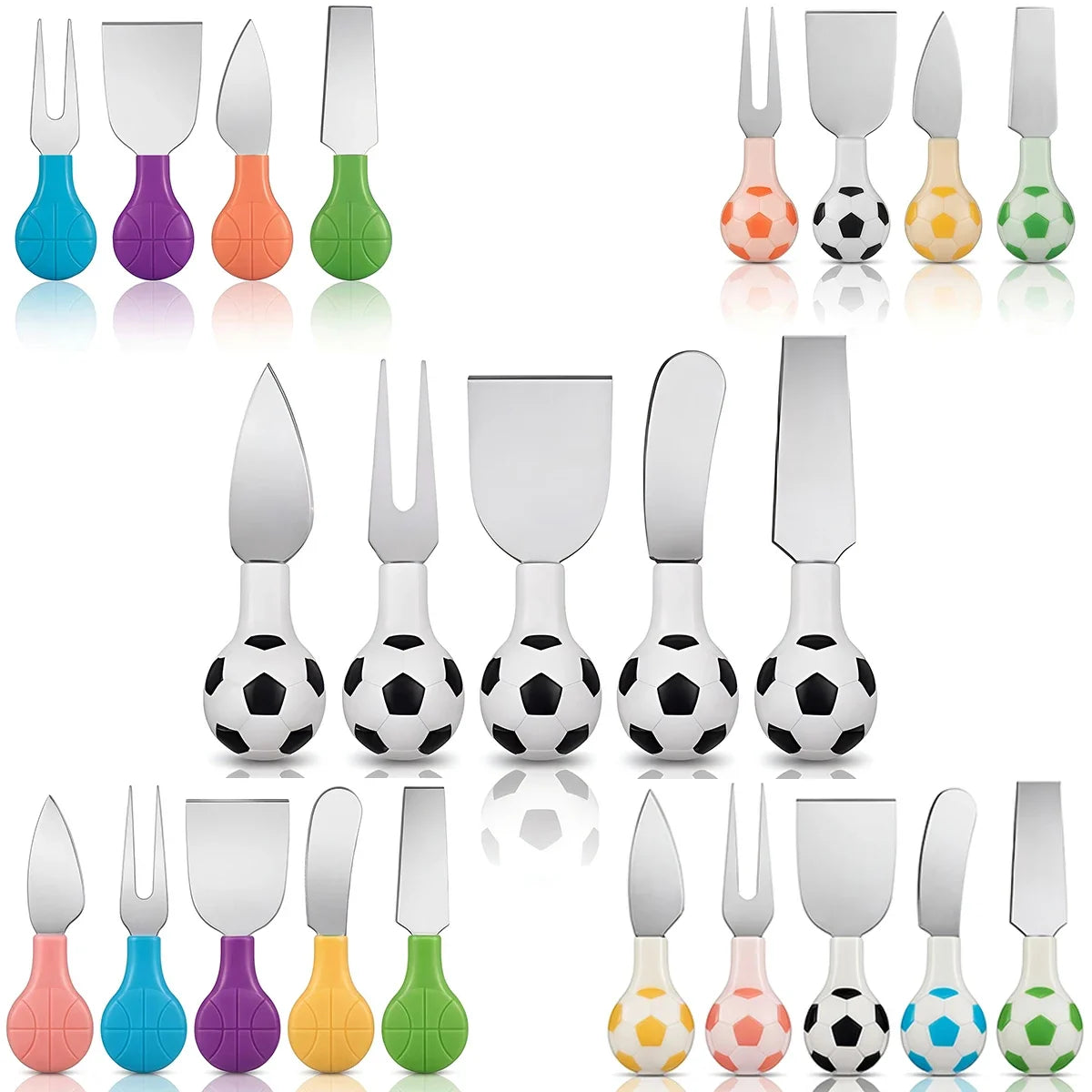 5-Piece Stainless Steel Cheese Knife Set – Football Handle