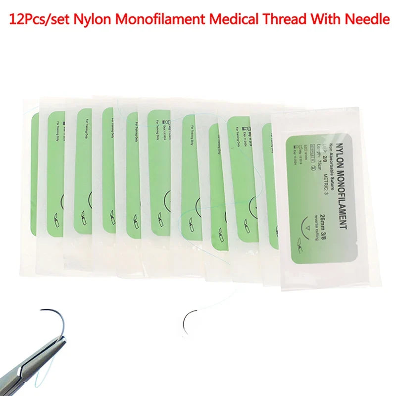 12-Piece Nylon Monofilament Suture Practice Kit – 2/0 & 3/0