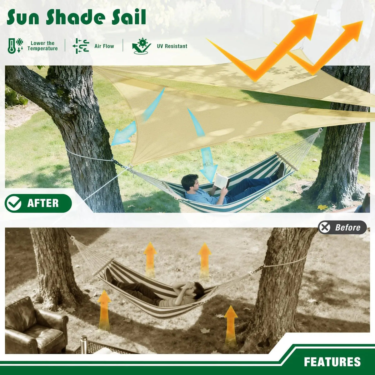 Triangle Sun Shade Sail – 98% UV Block Outdoor Canopy Cover
