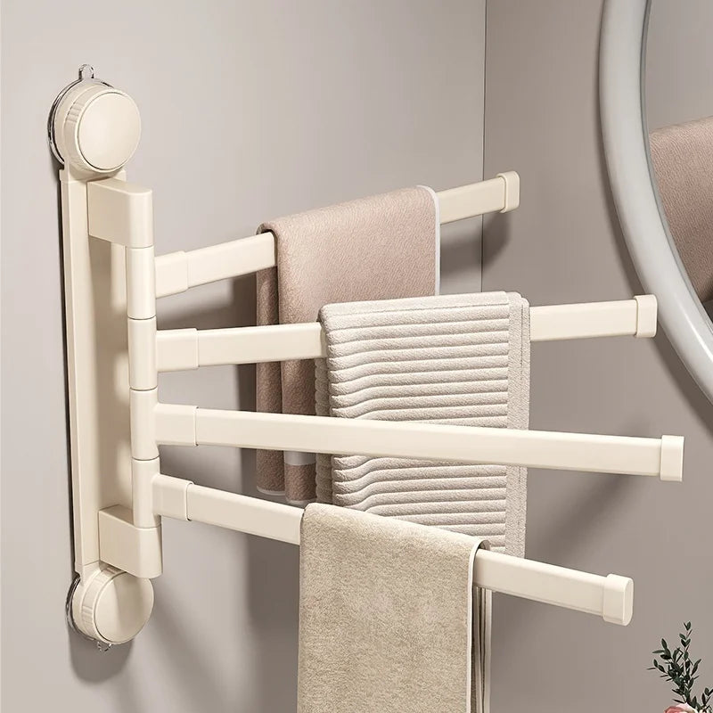 Drill-Free Suction Cup Rotating Double Bar Towel Rack | YUNJIEYA