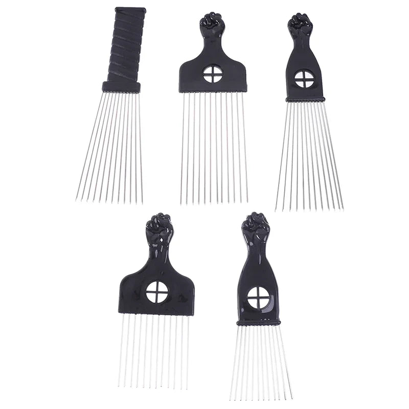 Black Fist Afro Metal Comb – Wide Tooth Natural Hair Pick