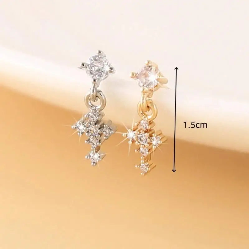 Cross Zircon Dangle Nose Ring – L-Shape Stud Body Jewelry
