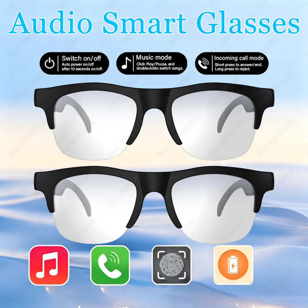 2026 Trending Smart Glasses Wireless Bluetooth Call IP4 Waterproof
