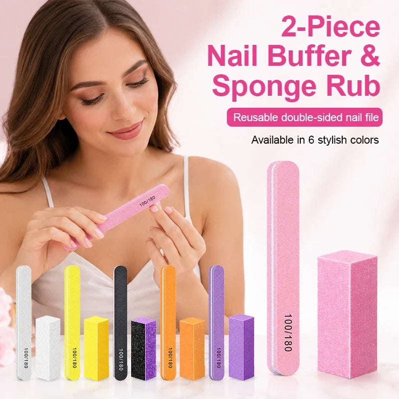 100/180 Grit Nail File & Buffer Block Set – Manicure Kit