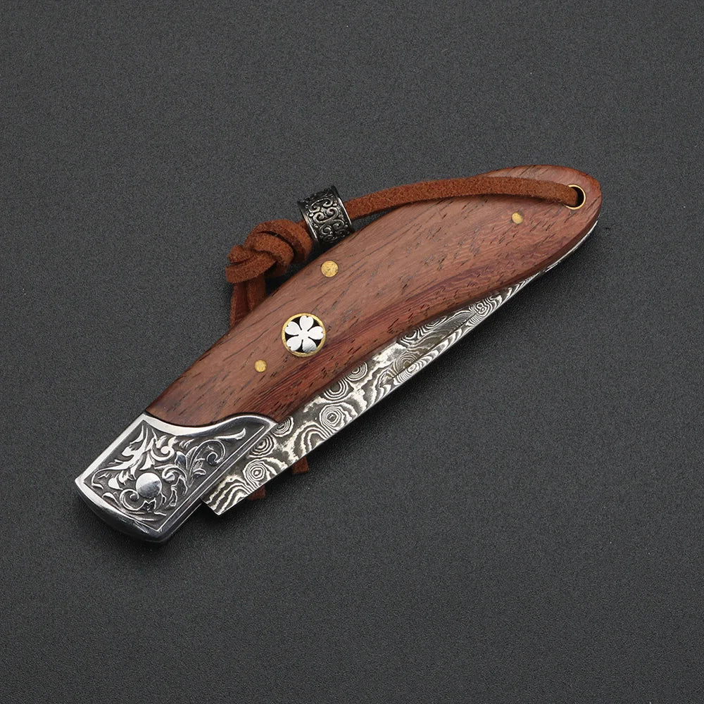 Damascus Steel Folding Knife – XUAN FENG Outdoor Pocket Knife