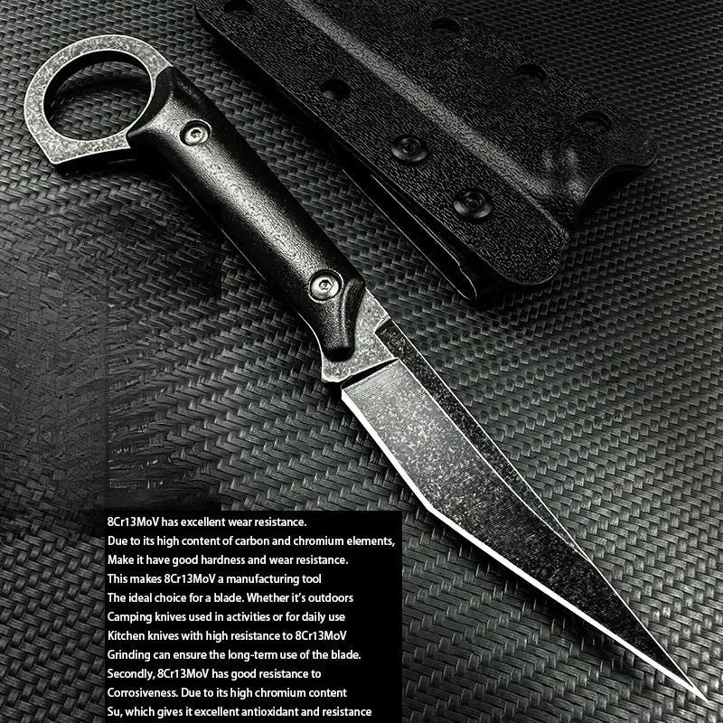 YRIDEFE EDC Fixed Blade Straight Knife with Sheath