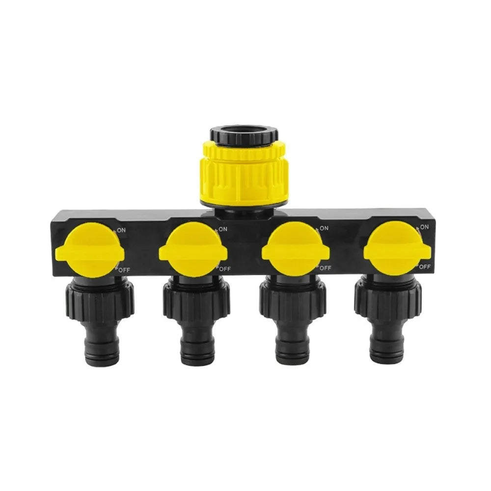 4-Way Garden Hose Splitter with Independent Valve Switches
