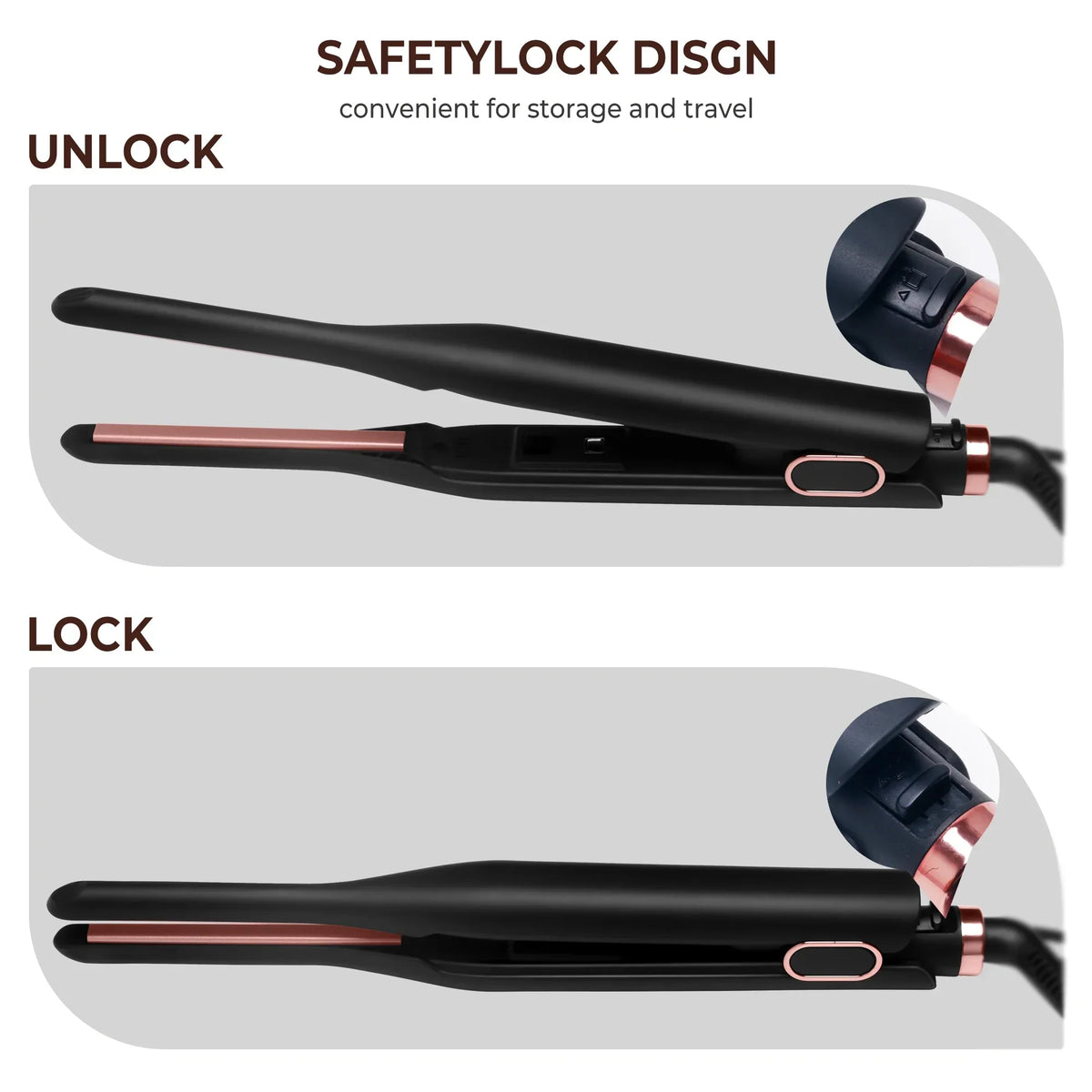 URGGU Mini 2-in-1 Pencil Flat Iron for Short Hair & Curling