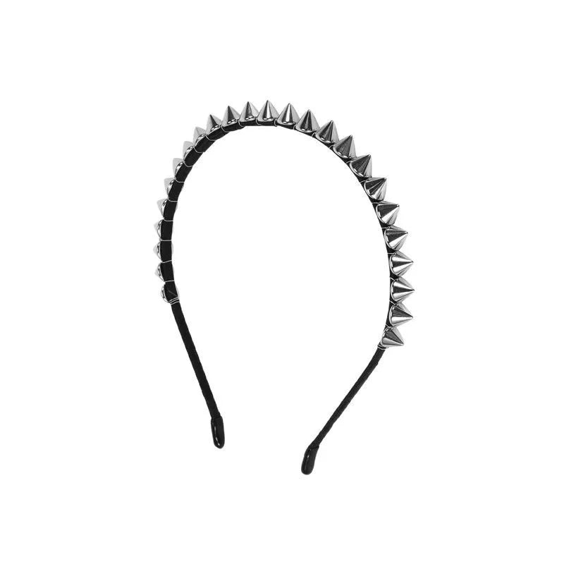 Gothic Punk Studded Spike Headband | Silver Metal Rivet Hair Band