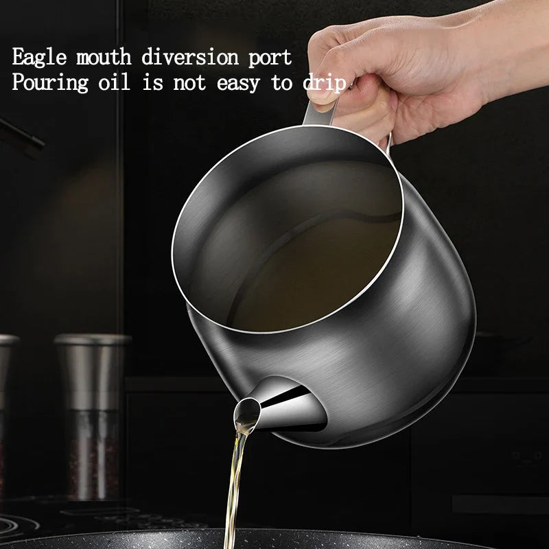 304 Stainless Steel Oil Strainer Pot with Fine Mesh – 1/1.5/2L