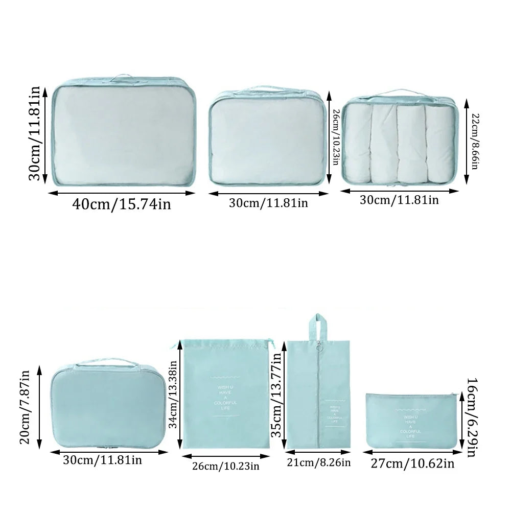 7-Piece Travel Storage Bag Large Capacity Luggage Organizer Clothes