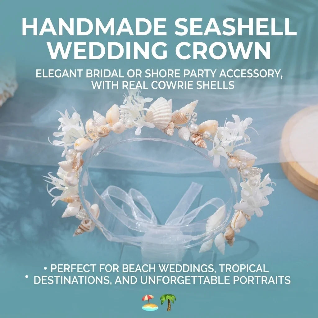 Handmade Shell Flower Hairband | Bridal Seashell Headpiece