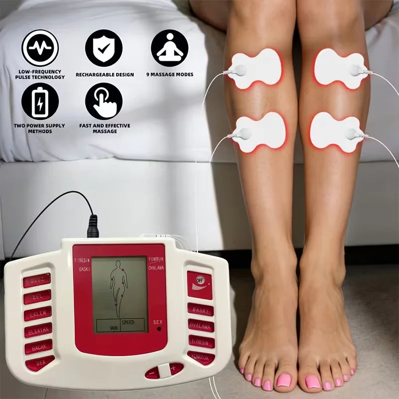 Dual-Channel Muscle Stimulator | 16 Electrodes, 30 Modes