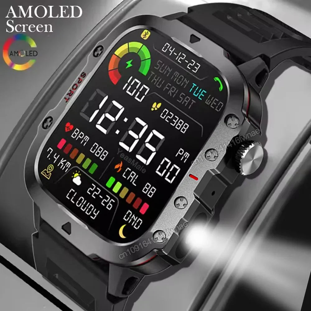 2025 Military GPS Smart Watch Men LED Flashlight Waterproof Outdoor