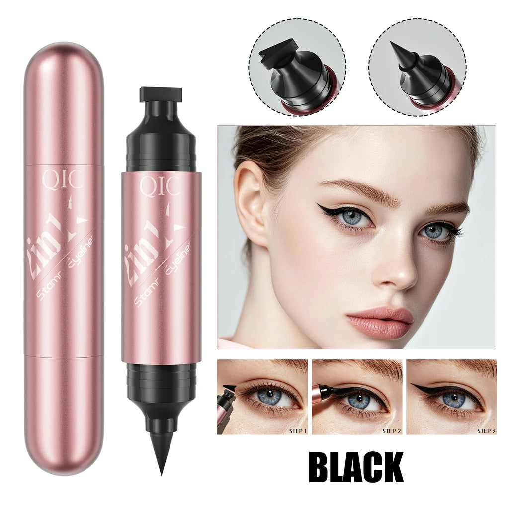 QIC 2-in-1 Stamp Eyeliner – Waterproof Quick-Dry Liquid Liner