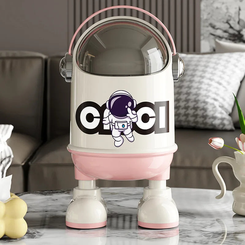 Astronaut Desktop Trash Bin – Covered Mini Waste Basket