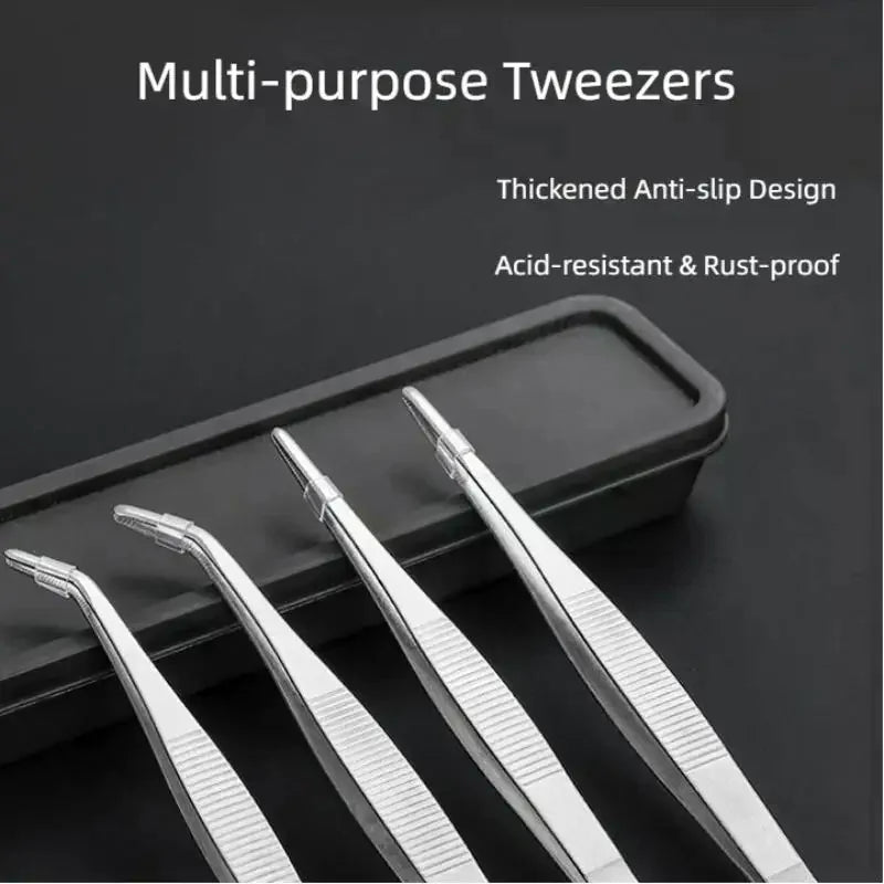 2-Pack 25cm Stainless Steel Kitchen Tweezers – Straight & Curved