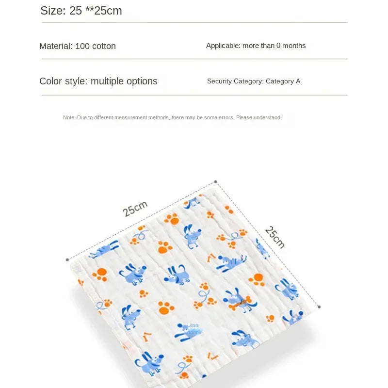 Baby Gauze Face Towels | 6-Layer Soft Saliva Wipes 5-Pack