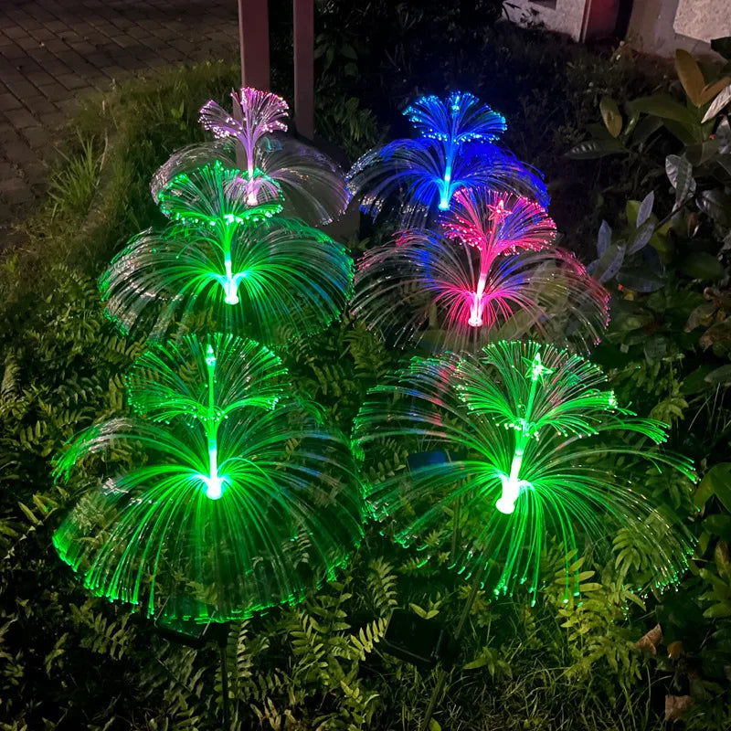 Solar LED Optical Fiber Lamp Jellyfish Five-pointed Star Outdoor