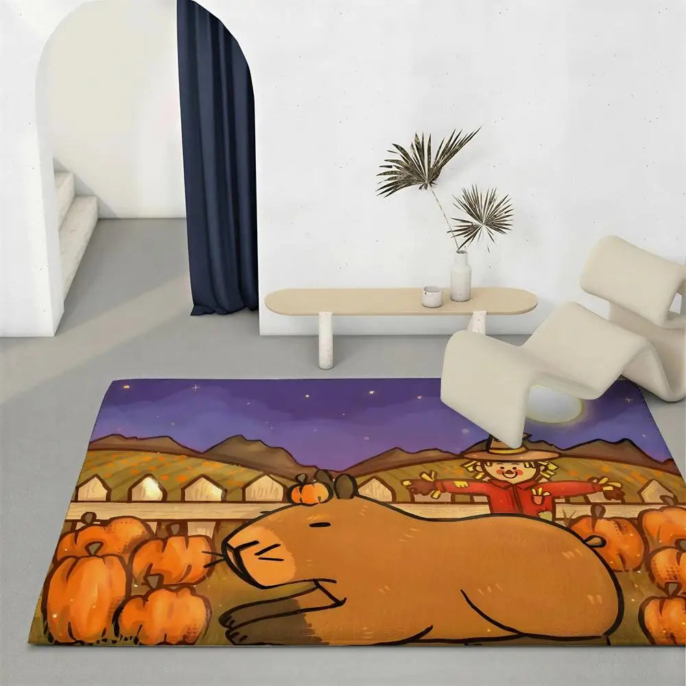 Capybara Flannel Floor Mat – Non-Slip Soft Indoor Rug
